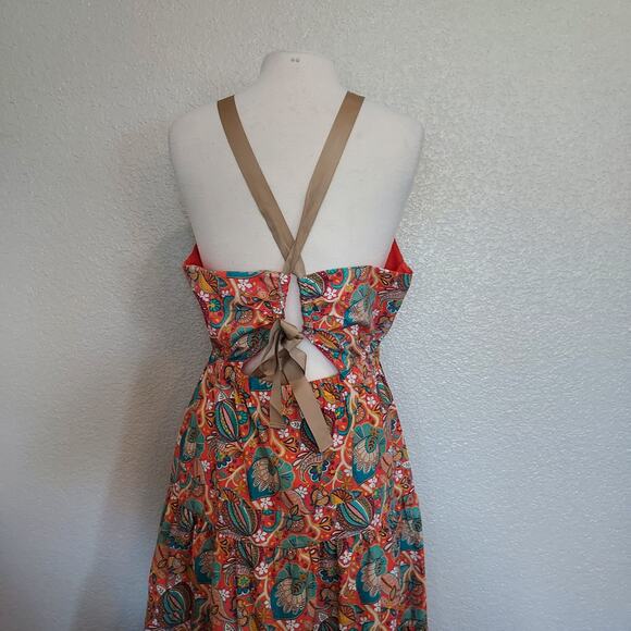 Antonio Melani Orange & Blue Paisley Halter Dress Size 12 - Picture 6 of 10